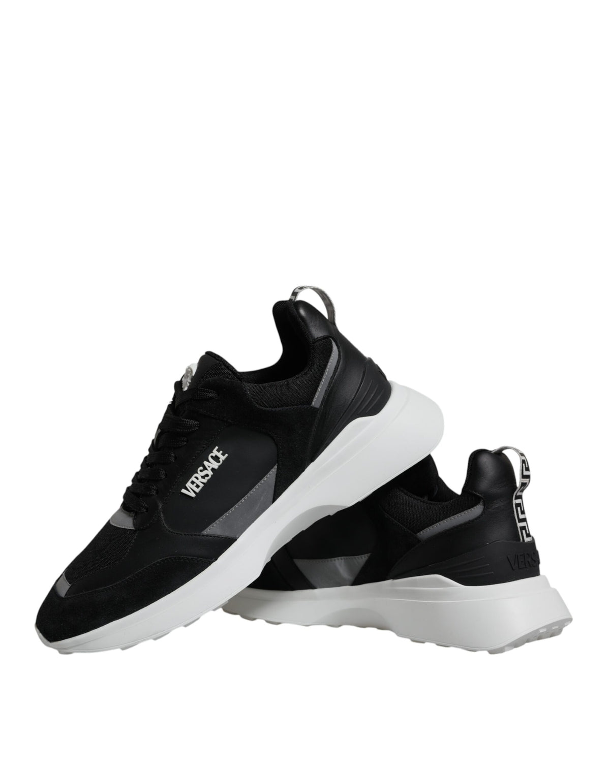 Versace Black Canvas Quad Fabric Medusa Low Top Sneakers