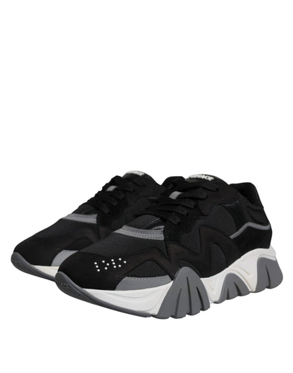 Sneakers basses à plateforme Squalo en cuir noir et néoprène de Versace