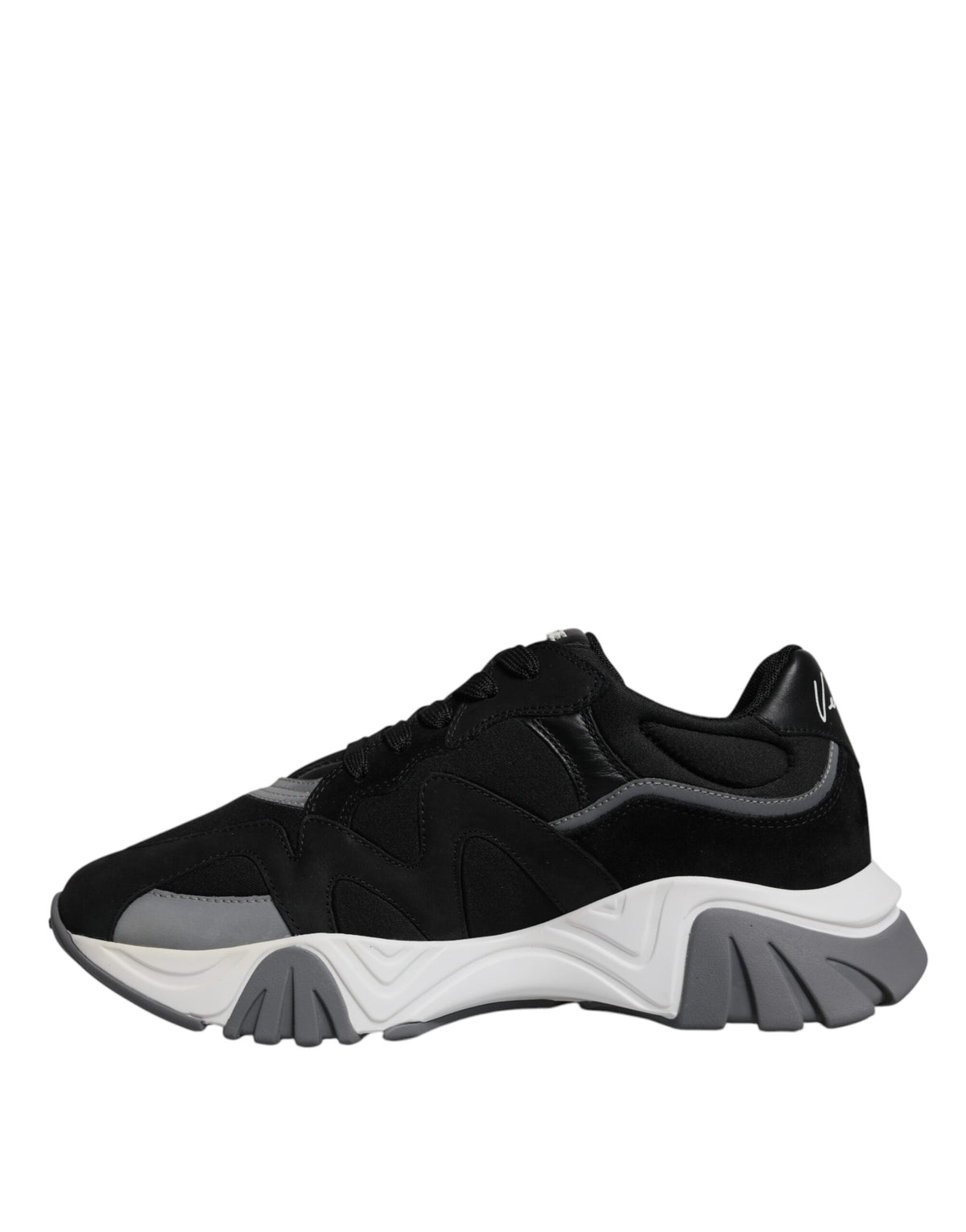 Versace Squalo Black Leather Neoprene Chunky Low Top Sneakers