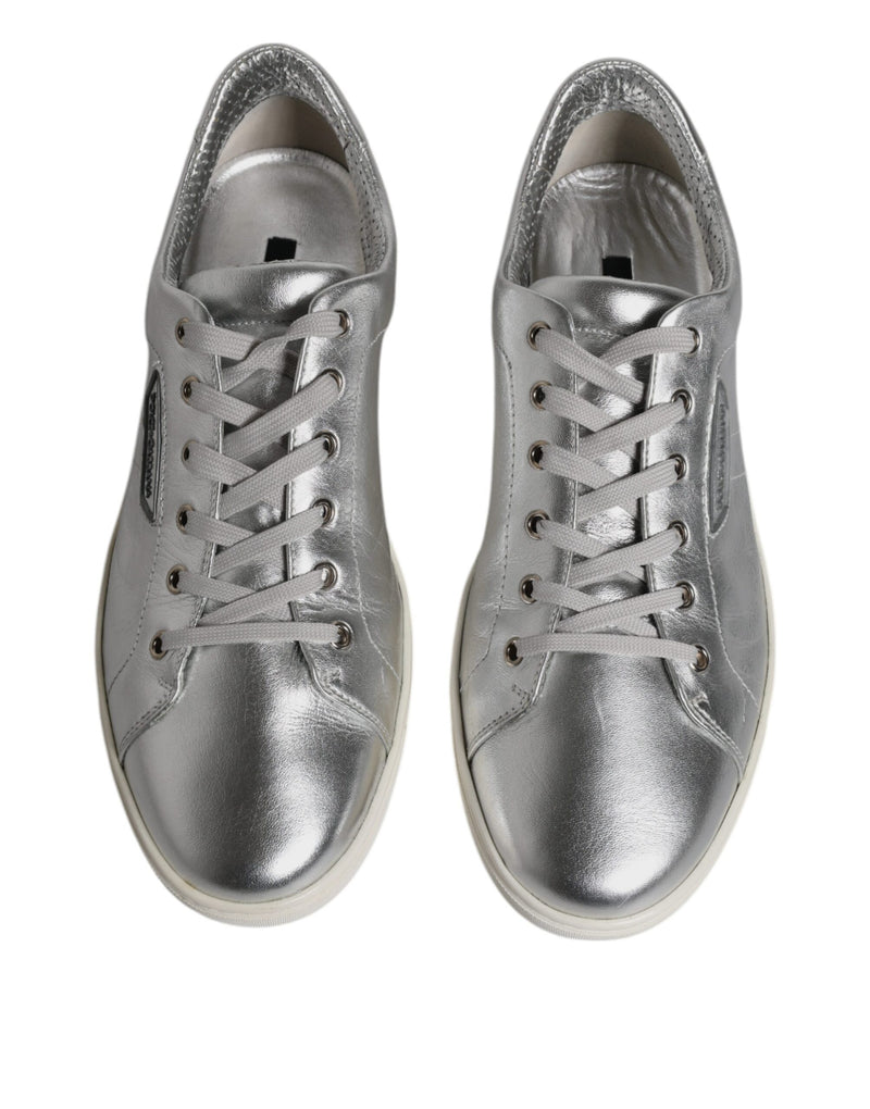 Dolce & Gabbana Silver London Low Top Leather Sneakers