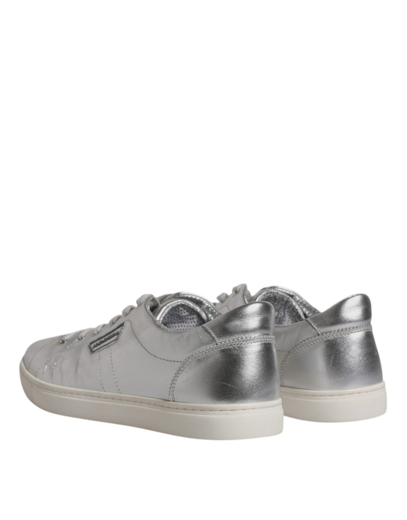 Dolce & Gabbana Silver London Low Top Leather Sneakers
