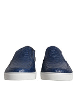 Dolce & Gabbana Sneakers en Cuir Exotique Crocodile Bleu pour Homme