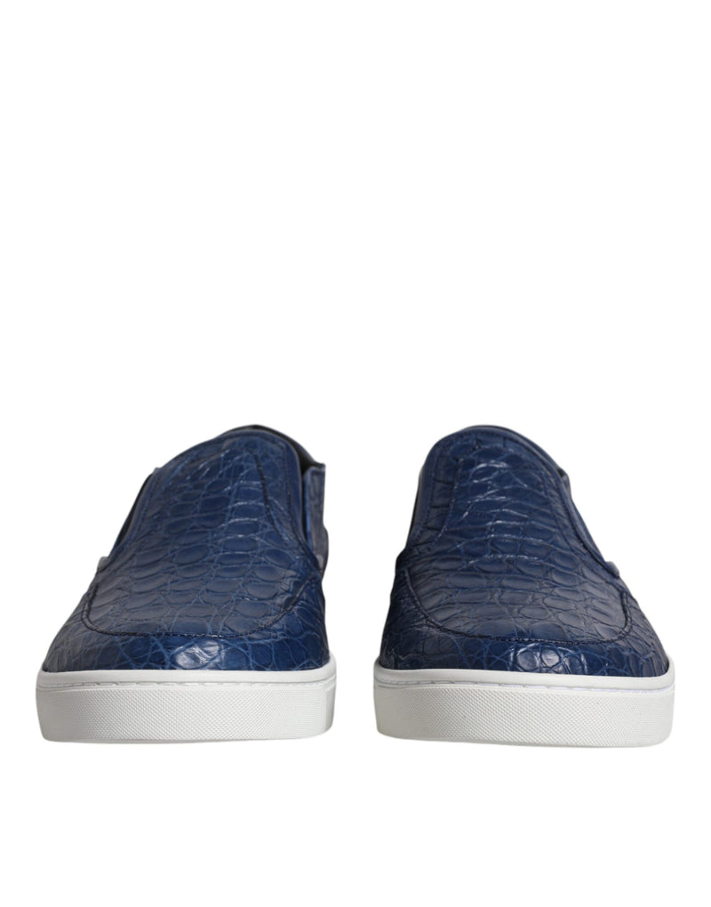 Dolce & Gabbana Sneakers en Cuir Exotique Crocodile Bleu pour Homme