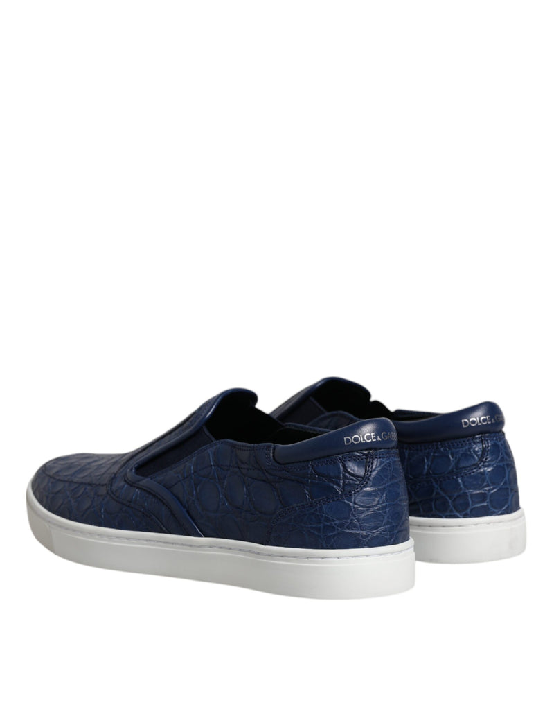 Dolce & Gabbana Sneakers en Cuir Exotique Crocodile Bleu pour Homme