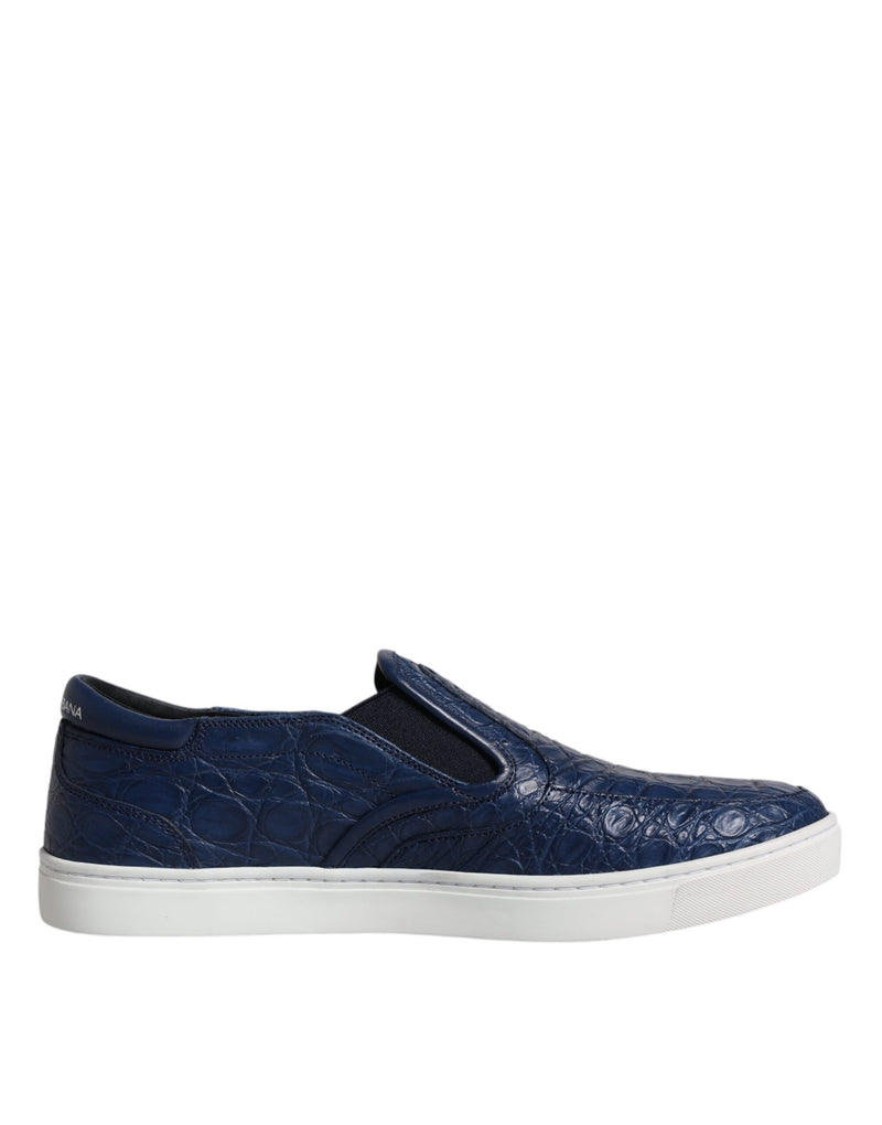 Dolce & Gabbana Sneakers en Cuir Exotique Crocodile Bleu pour Homme