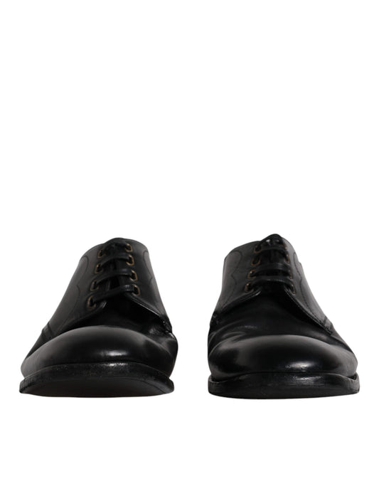 Dolce & Gabbana Black Leather Derby Formal Men's Dress Shoes