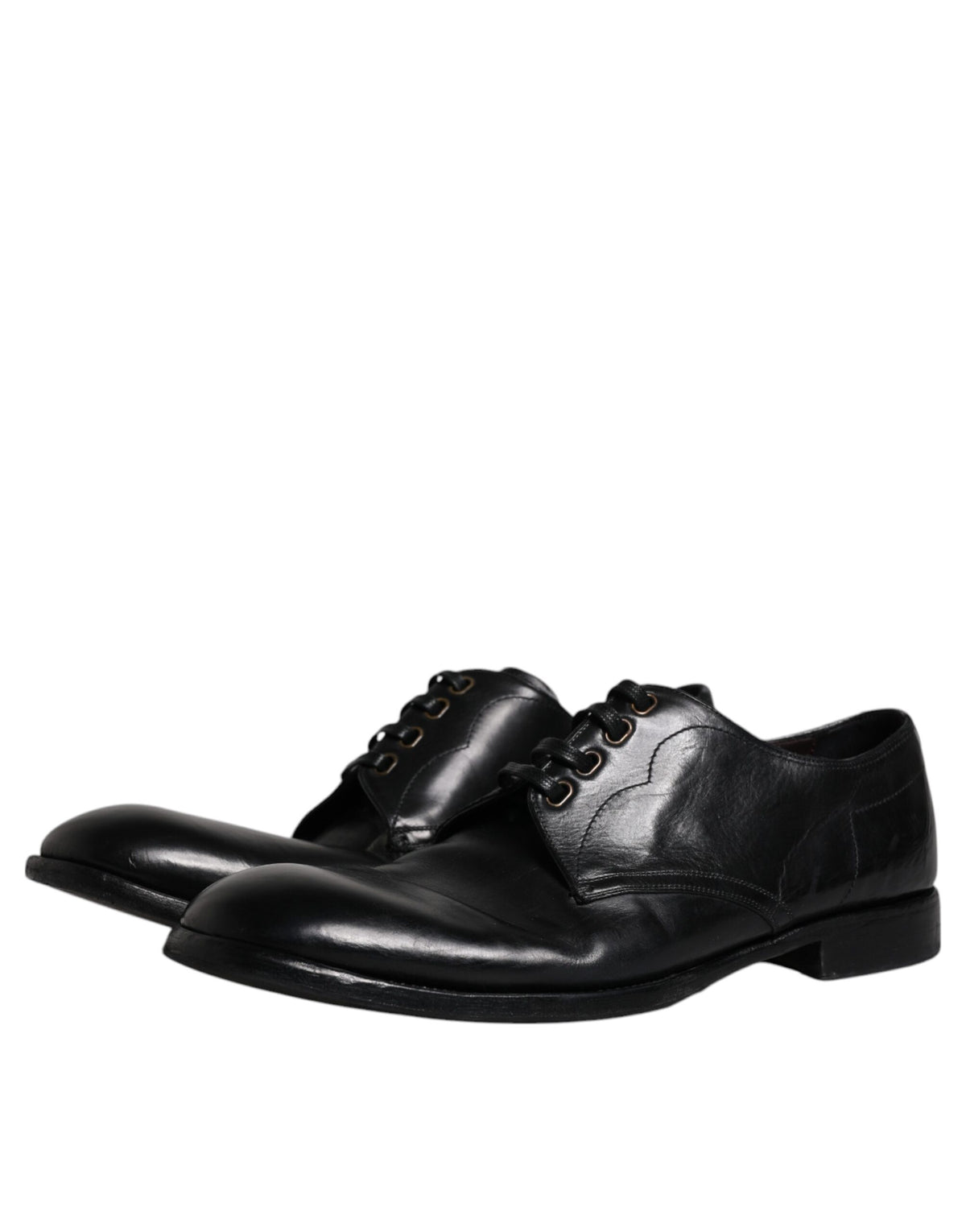 Dolce & Gabbana Black Leather Derby Formal Men's Dress Shoes