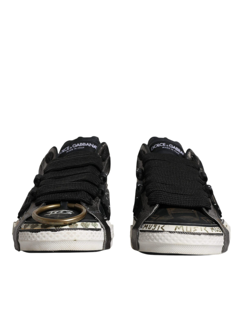 Dolce & Gabbana Black and White Portofino Low Top Sneakers