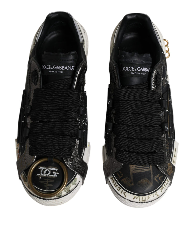 Dolce & Gabbana Black and White Portofino Low Top Sneakers