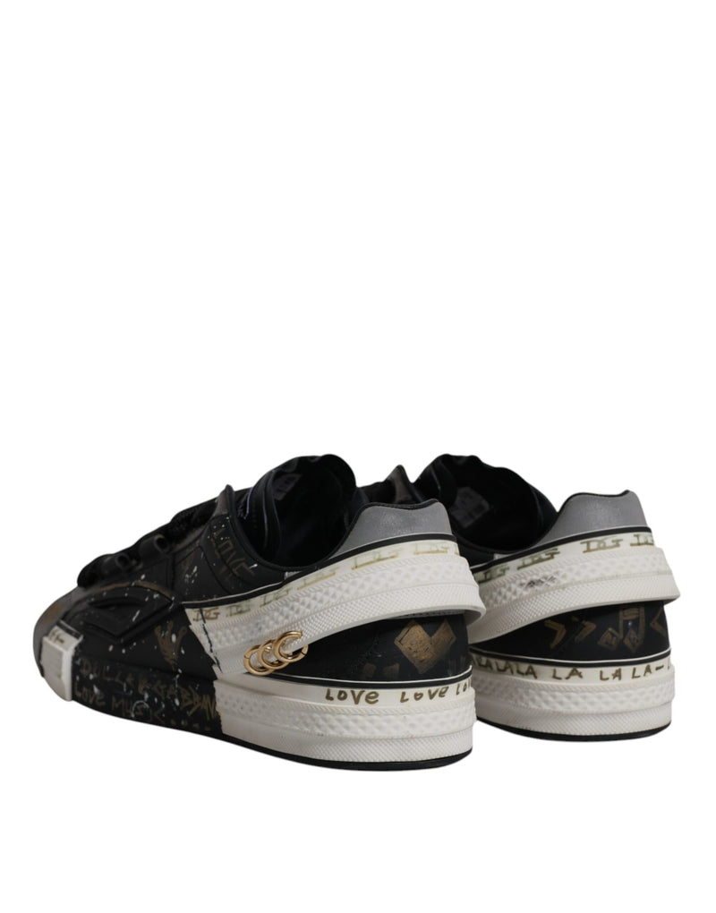 Dolce & Gabbana Black and White Portofino Low Top Sneakers