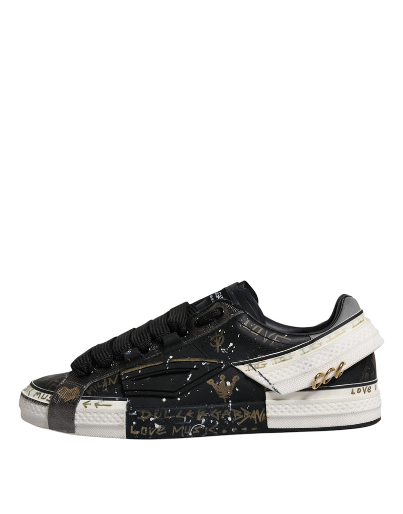 Dolce & Gabbana Black and White Portofino Low Top Sneakers