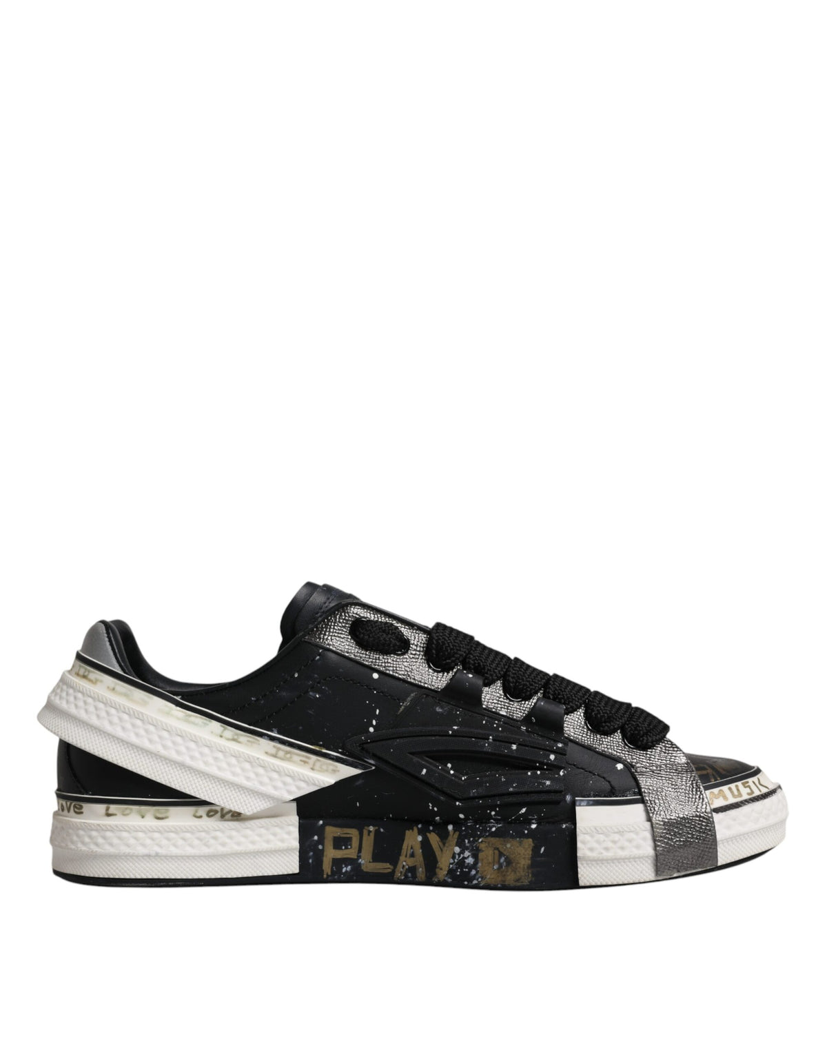 Dolce & Gabbana Black and White Portofino Low Top Sneakers