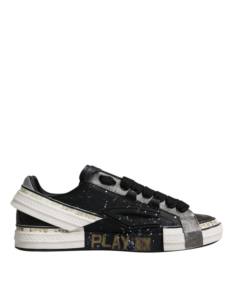 Dolce & Gabbana Black and White Portofino Low Top Sneakers