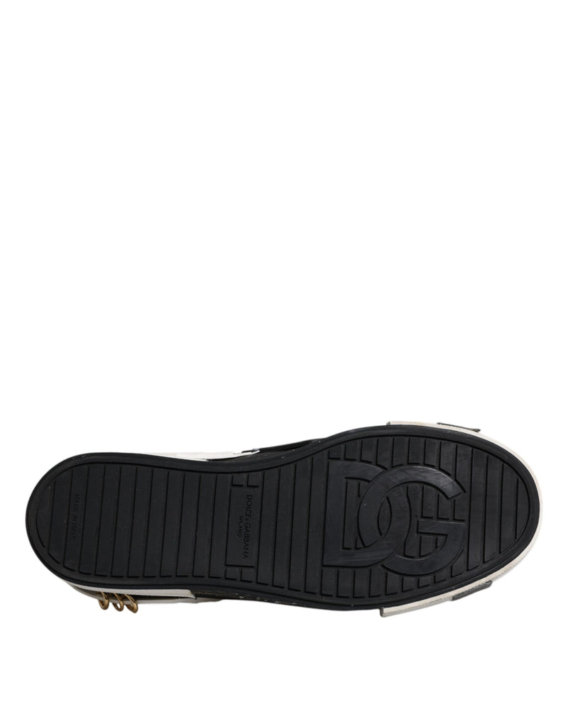 Dolce & Gabbana Black and White Portofino Low Top Sneakers