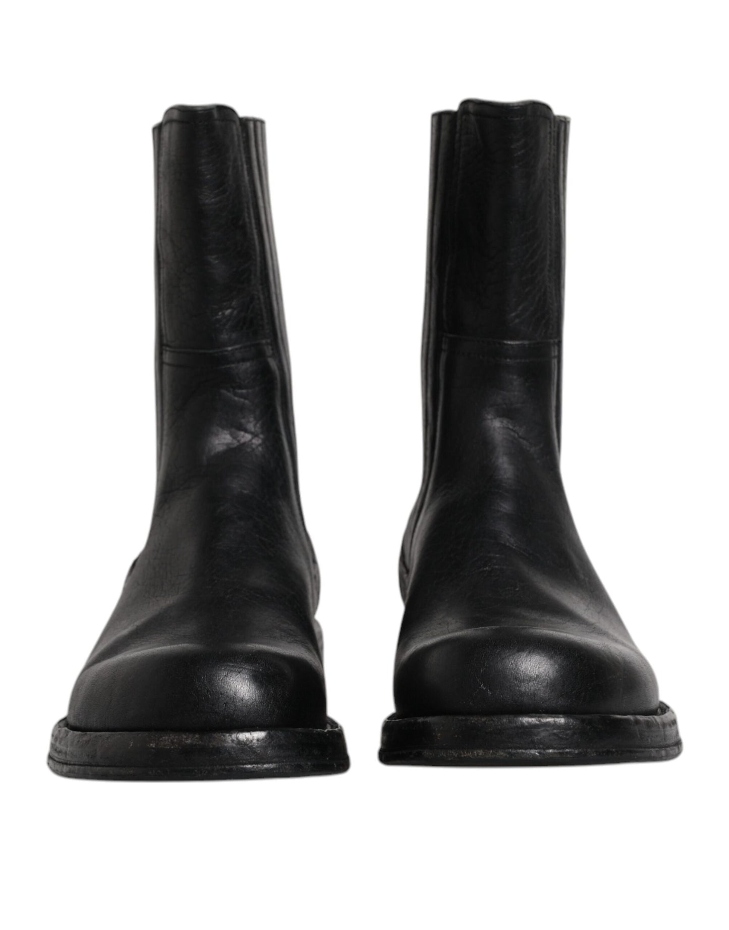 Bottines mi-mollet en cuir de cheval noir Dolce &amp; Gabbana
