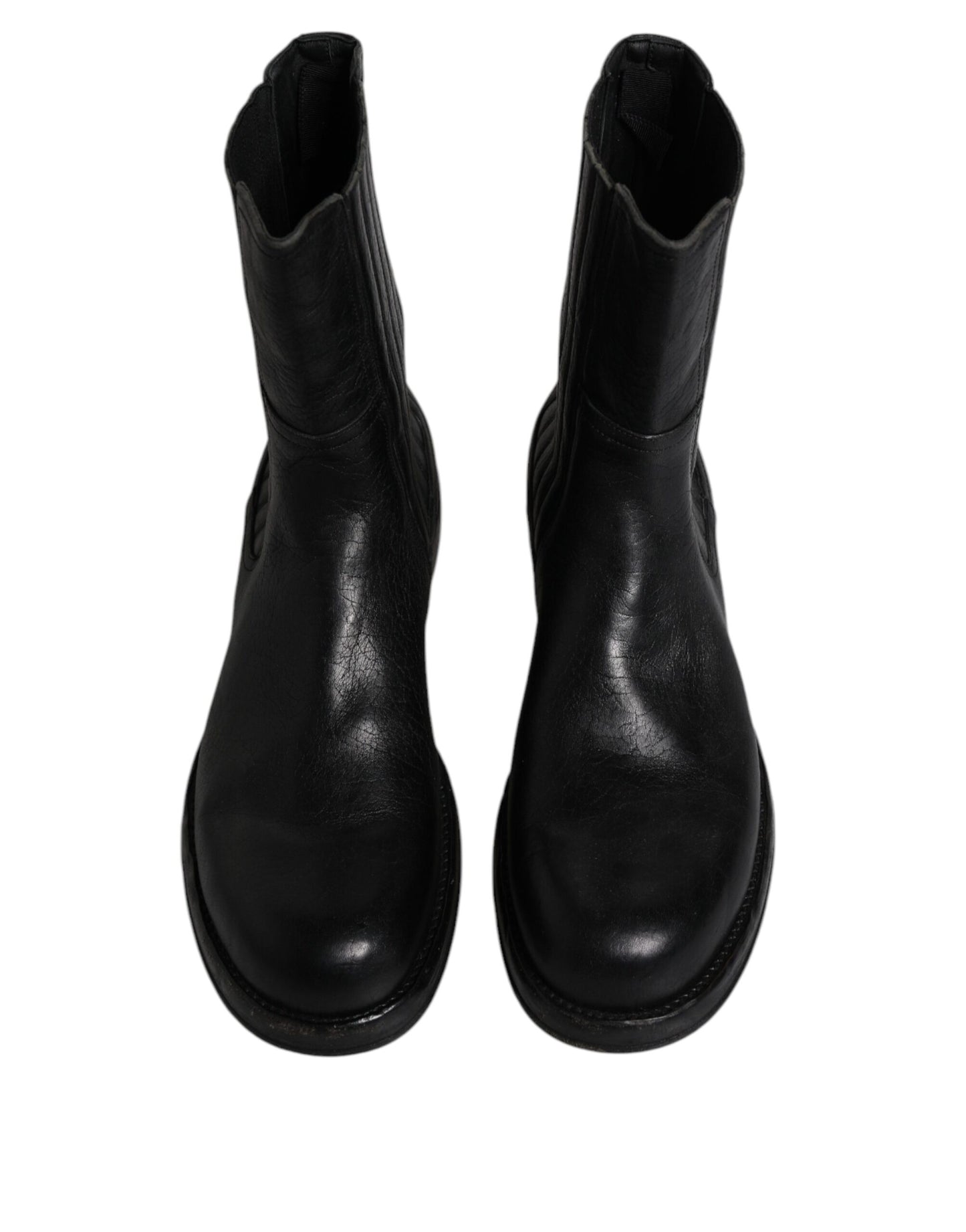 Bottines mi-mollet en cuir de cheval noir Dolce &amp; Gabbana