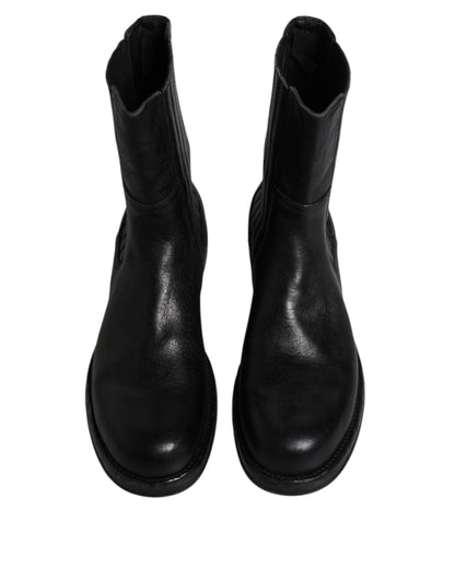 Bottines mi-mollet en cuir de cheval noir Dolce &amp; Gabbana
