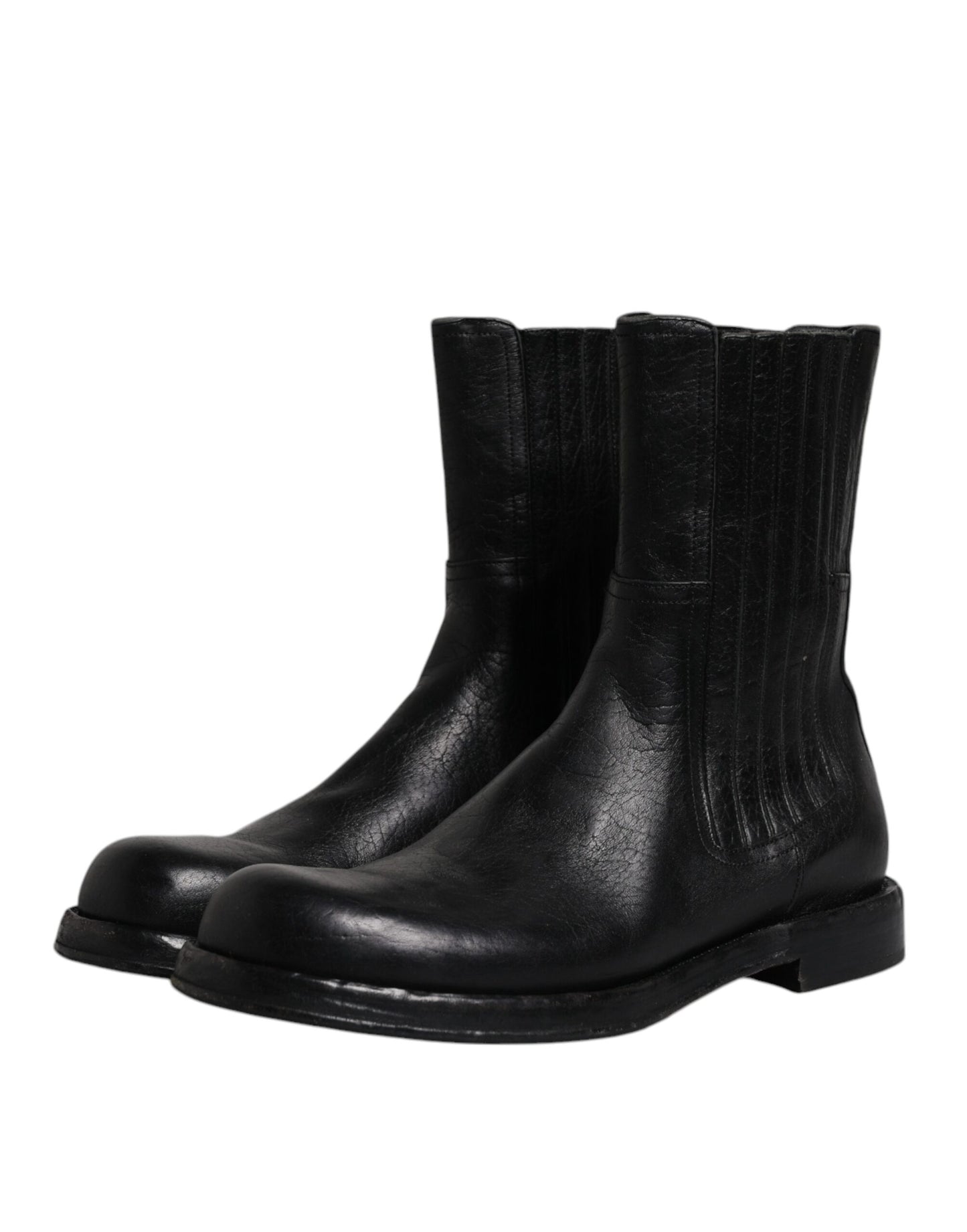 Bottines mi-mollet en cuir de cheval noir Dolce &amp; Gabbana