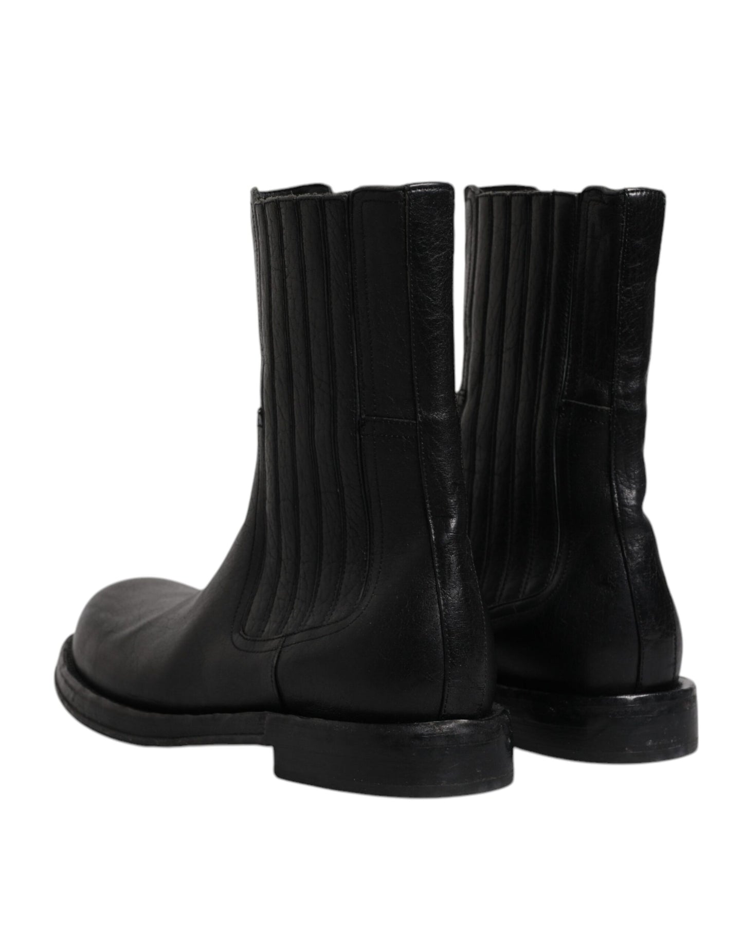 Bottines mi-mollet en cuir de cheval noir Dolce &amp; Gabbana