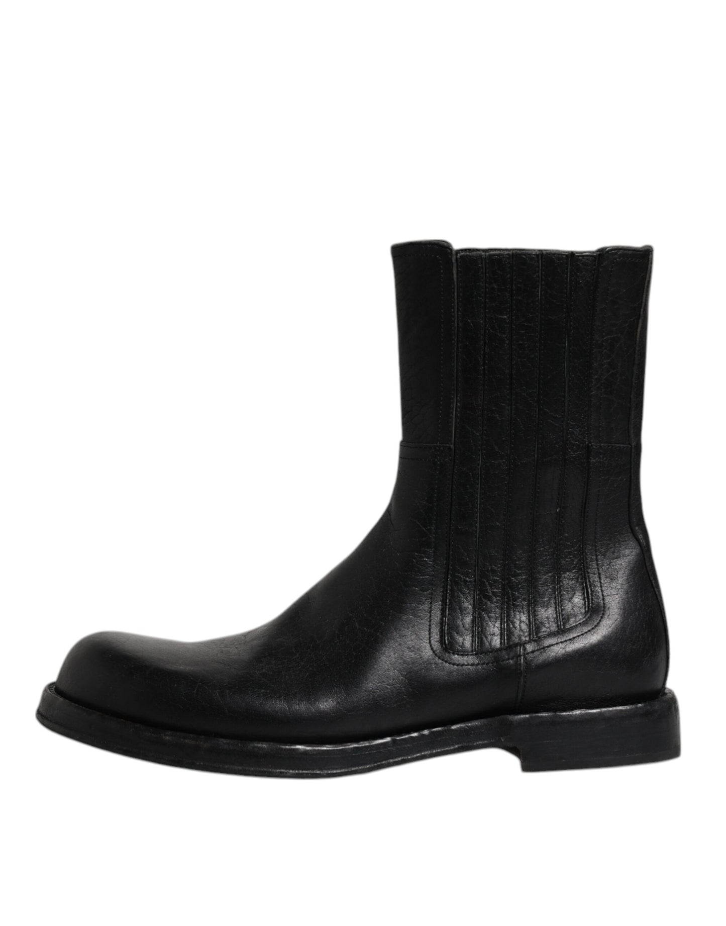 Bottines mi-mollet en cuir de cheval noir Dolce &amp; Gabbana