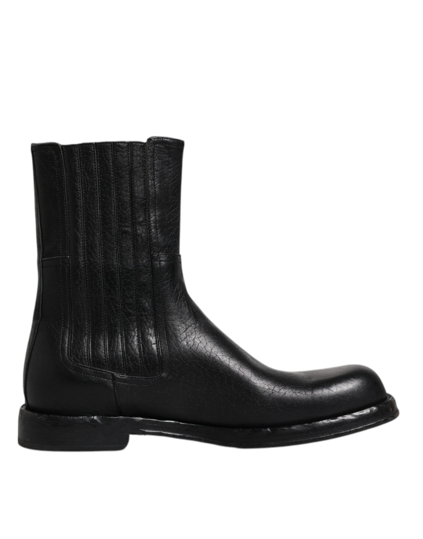 Bottines mi-mollet en cuir de cheval noir Dolce &amp; Gabbana