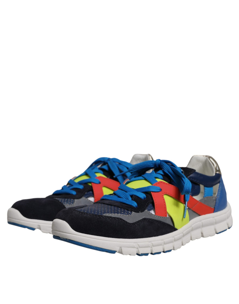 Dolce & Gabbana Multicolor Leather Suede Low Top Sneakers