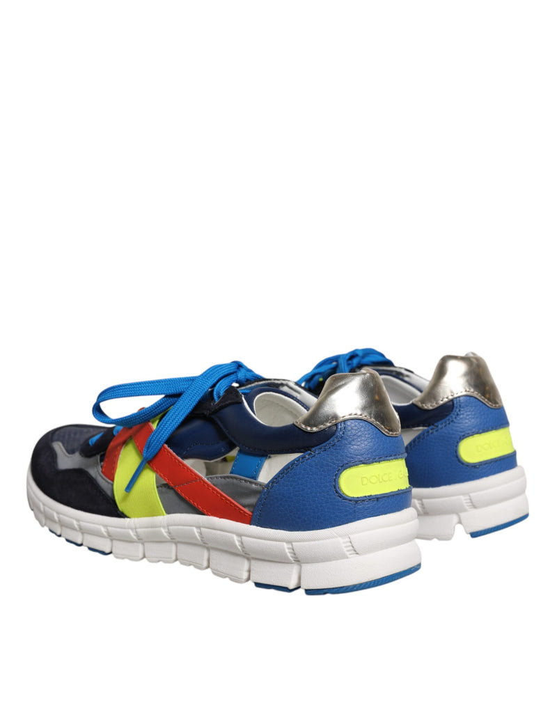 Dolce & Gabbana Multicolor Leather Suede Low Top Sneakers