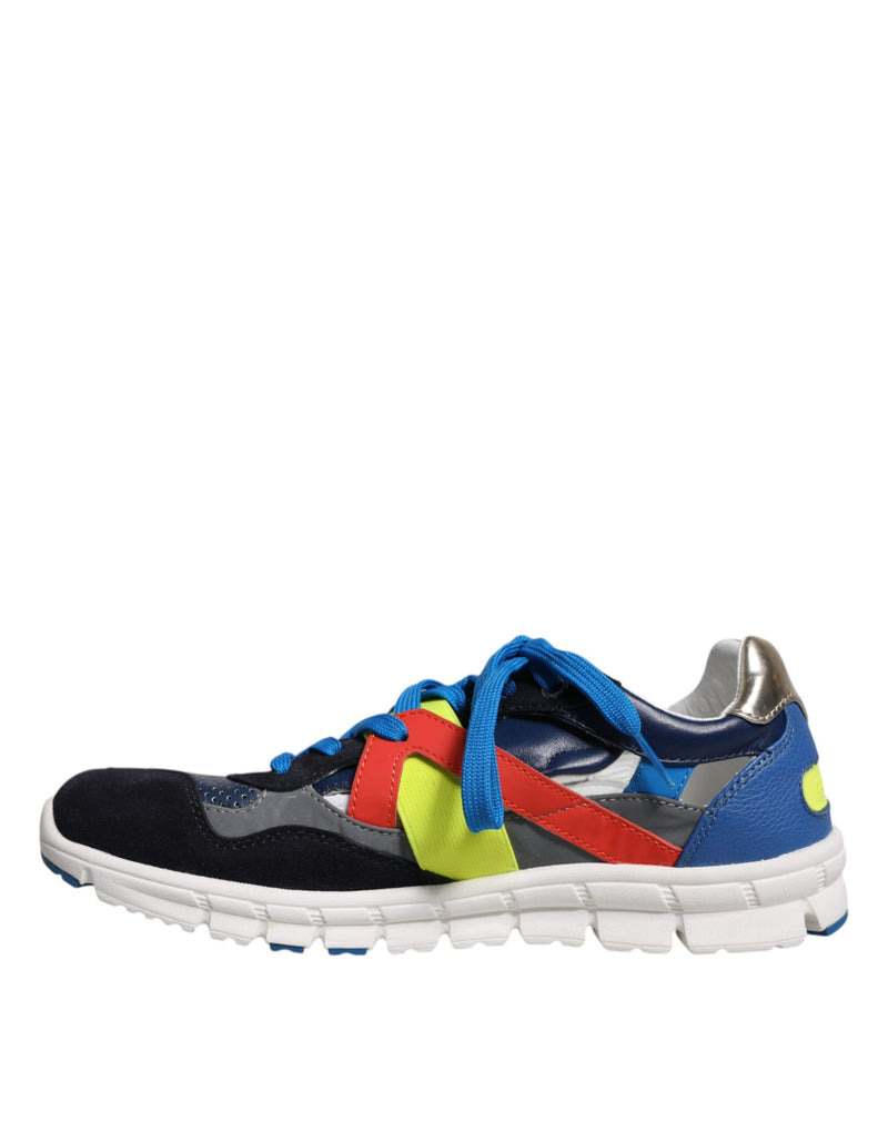 Dolce & Gabbana Multicolor Leather Suede Low Top Sneakers