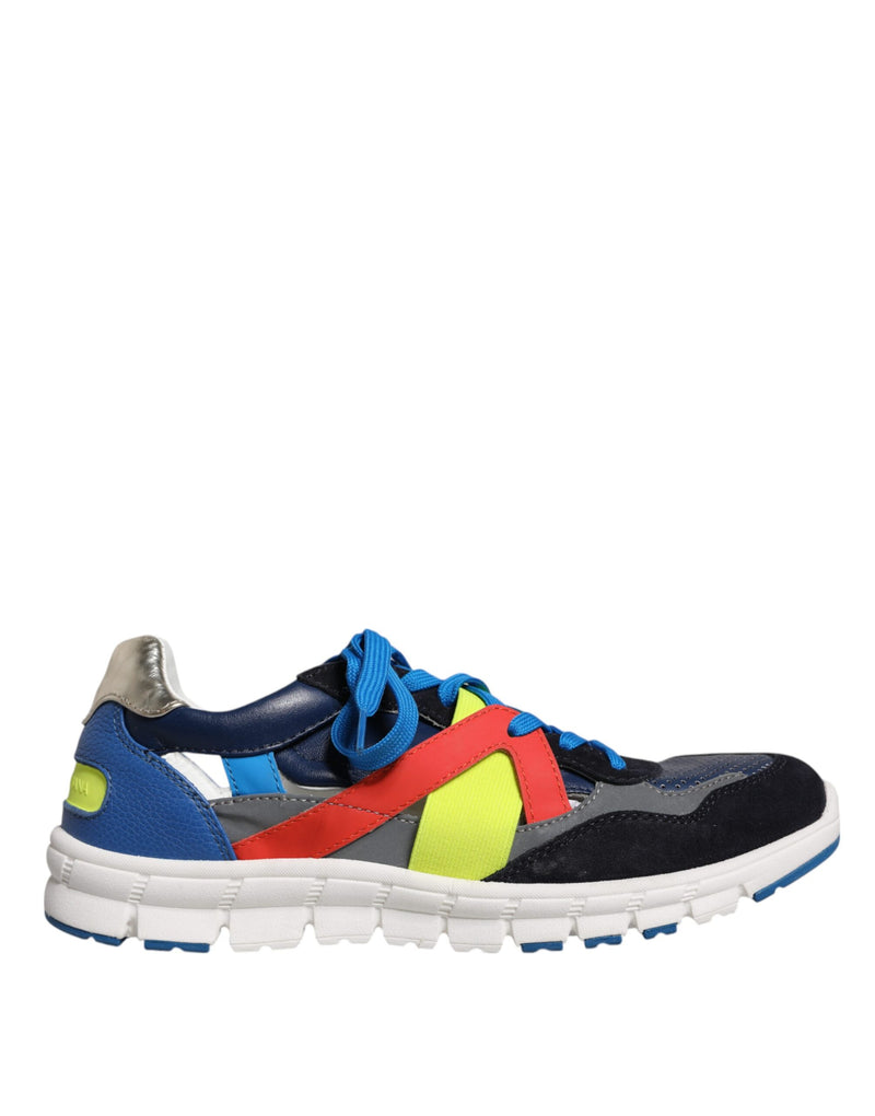 Dolce & Gabbana Multicolor Leather Suede Low Top Sneakers
