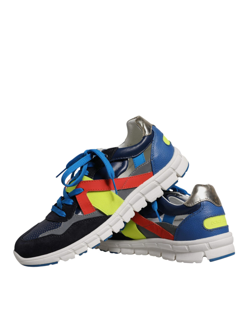 Dolce & Gabbana Multicolor Leather Suede Low Top Sneakers