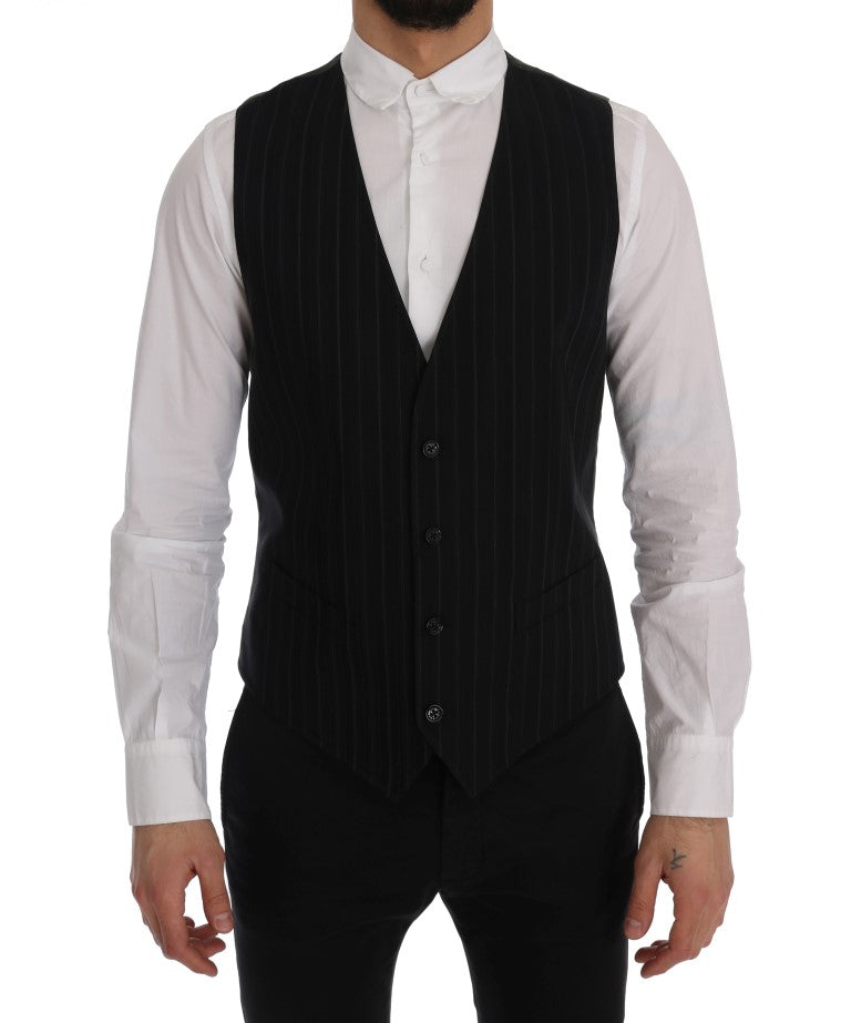 Gilet rayé en coton noir STAFF Dolce &amp; Gabbana