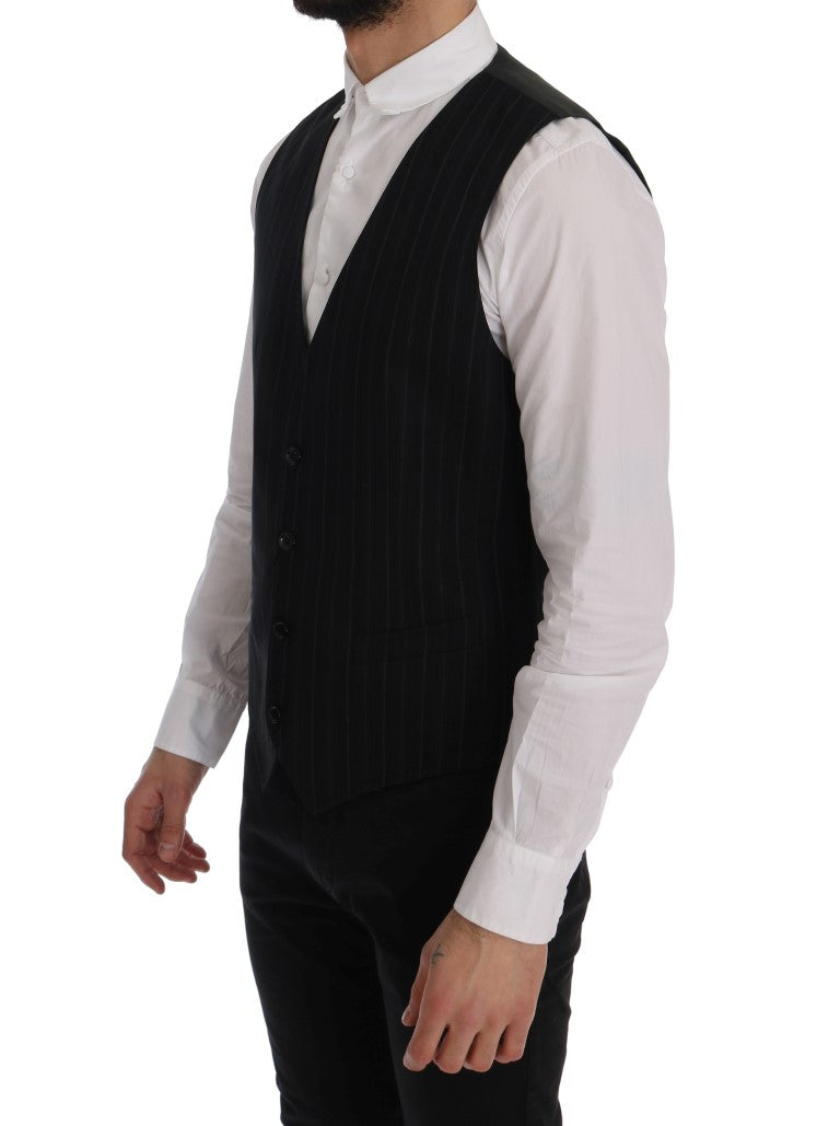 Gilet rayé en coton noir STAFF Dolce &amp; Gabbana