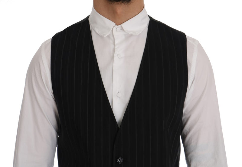 Gilet rayé en coton noir STAFF Dolce &amp; Gabbana