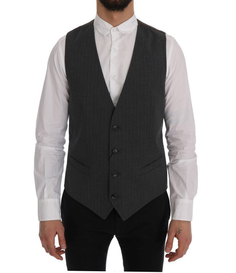Gilet rayé en coton gris STAFF Dolce &amp; Gabbana