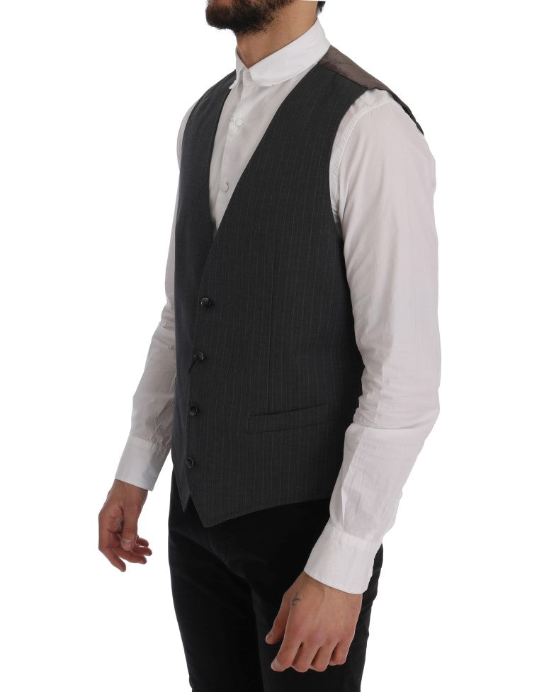 Gilet rayé en coton gris STAFF Dolce &amp; Gabbana