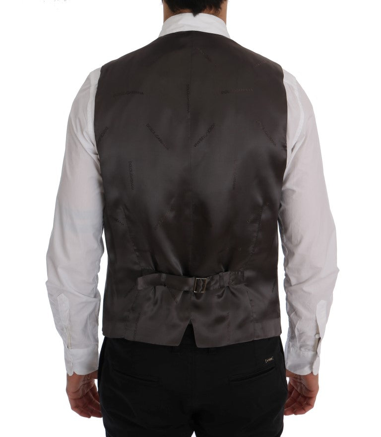 Gilet rayé en coton gris STAFF Dolce &amp; Gabbana