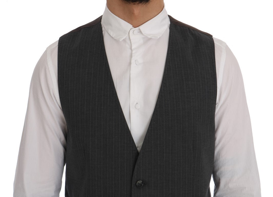 Gilet rayé en coton gris STAFF Dolce &amp; Gabbana
