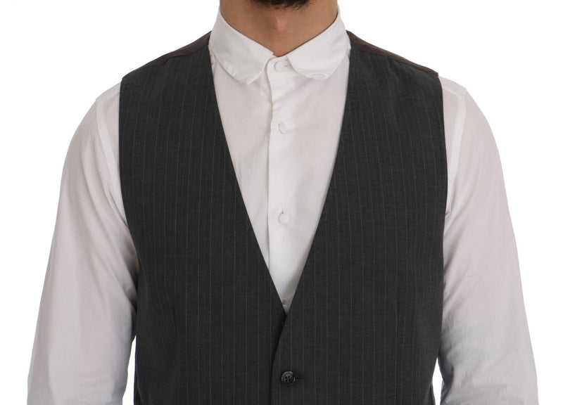 Gilet rayé en coton gris STAFF Dolce &amp; Gabbana