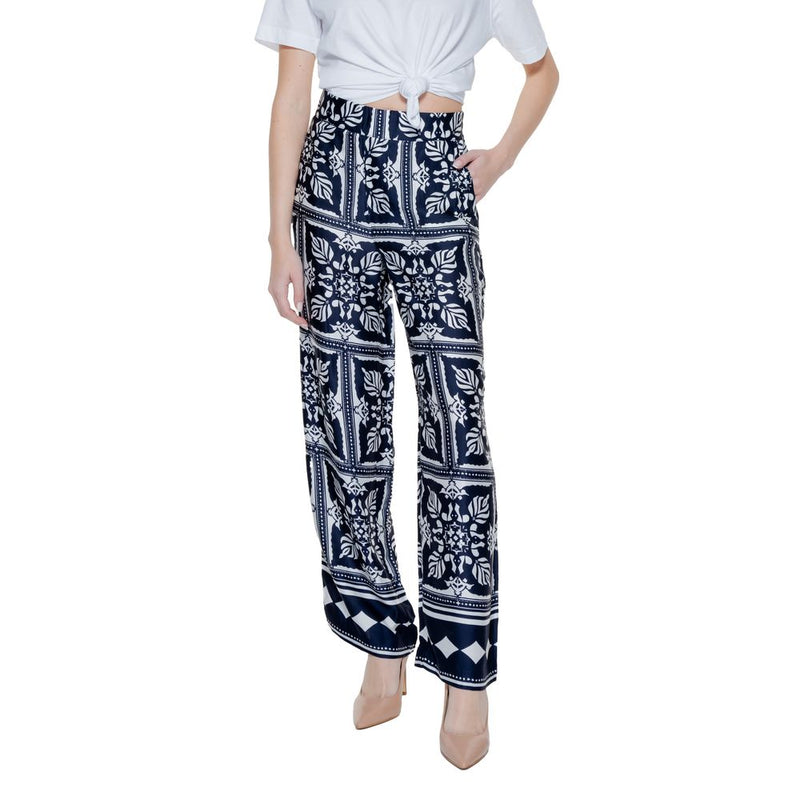 Street One Blue Viscose Palazzo Pants for Women