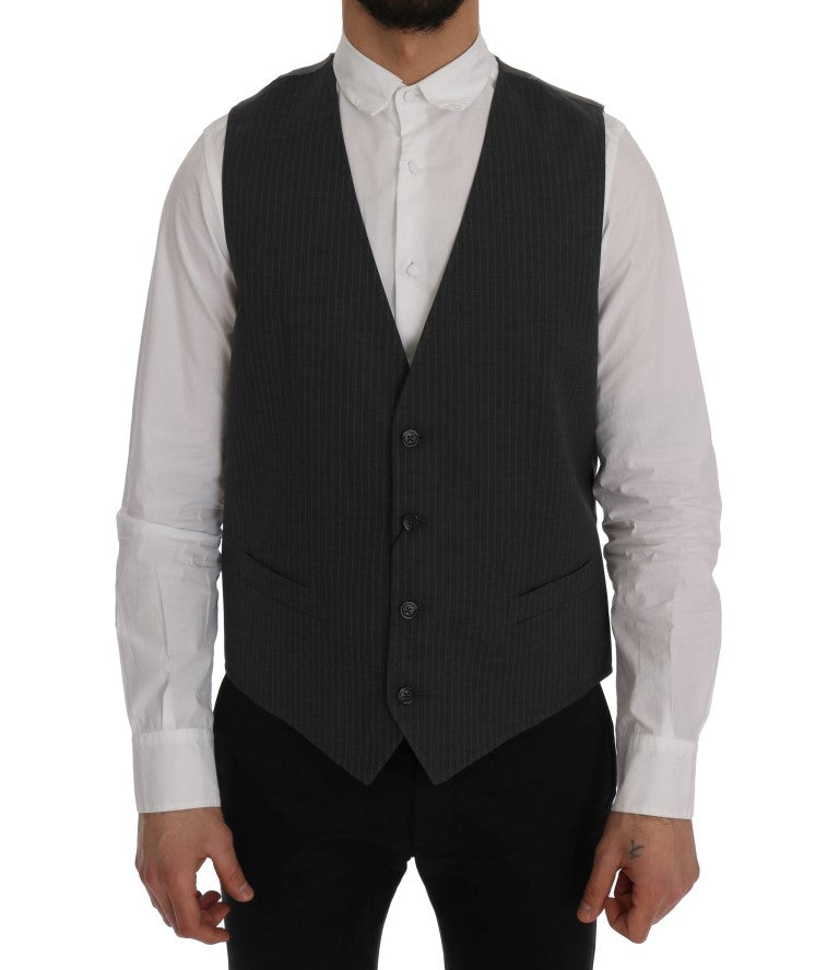 Gilet rayé en coton gris STAFF Dolce &amp; Gabbana