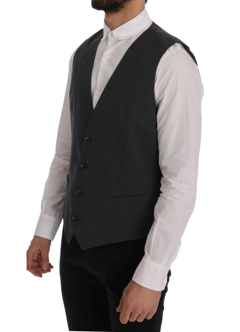 Gilet rayé en coton gris STAFF Dolce &amp; Gabbana