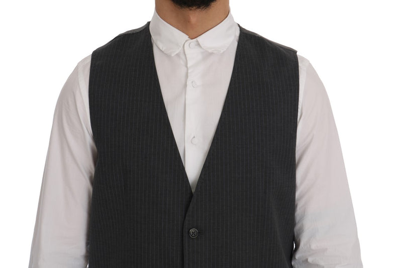 Gilet rayé en coton gris STAFF Dolce &amp; Gabbana