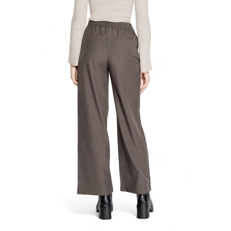 Only Gray Polyester Palazzo Pant - ONLGINNY HW Wide Pull Up