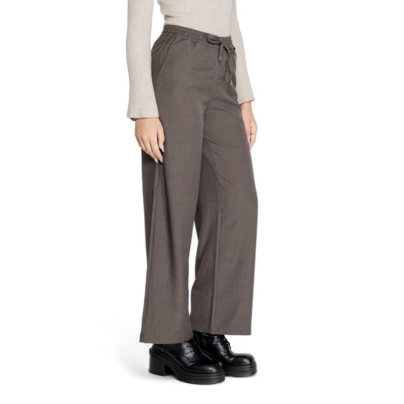 Only Gray Polyester Palazzo Pant - ONLGINNY HW Wide Pull Up