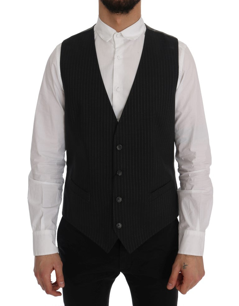 Gilet rayé en coton gris STAFF Dolce &amp; Gabbana