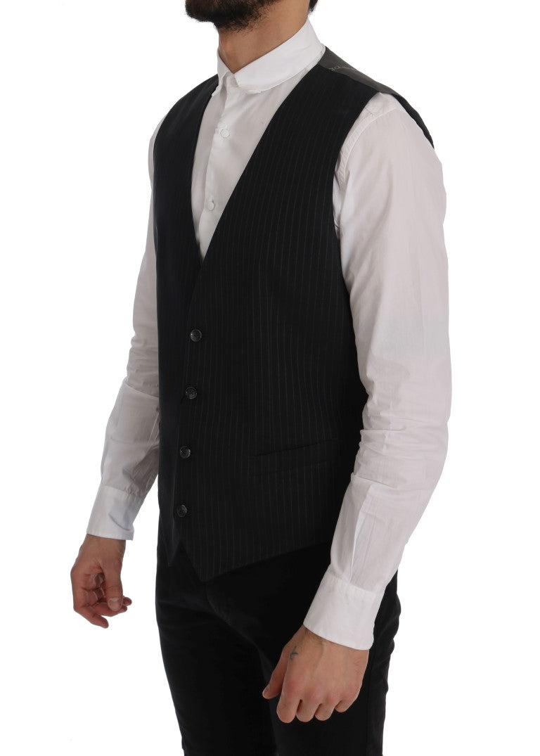 Gilet rayé en coton gris STAFF Dolce &amp; Gabbana