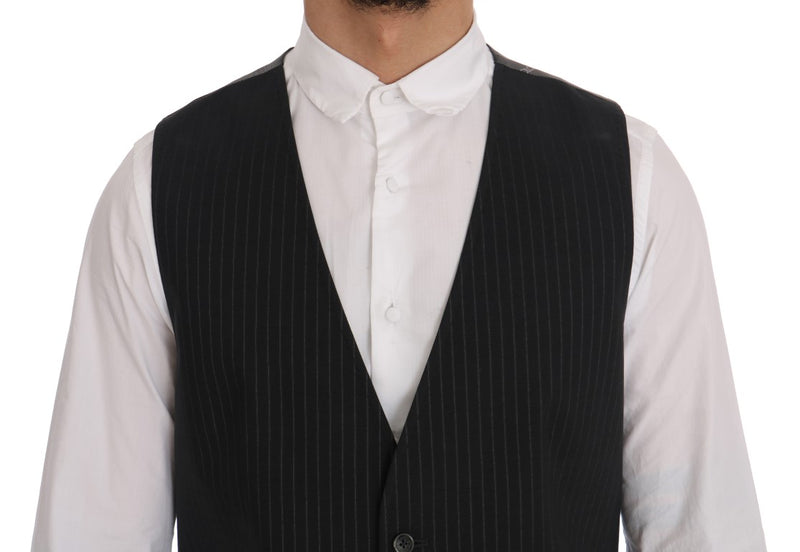 Gilet rayé en coton gris STAFF Dolce &amp; Gabbana