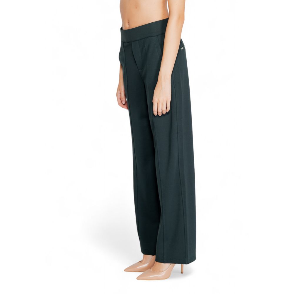 Street One Green Viscose Bootcut Trousers for Women