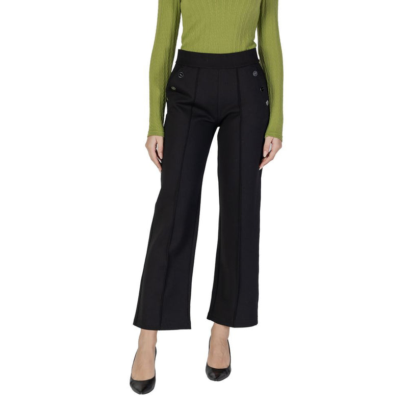 Pantalon Palazzo Noir en Viscose pour Femmes Street One