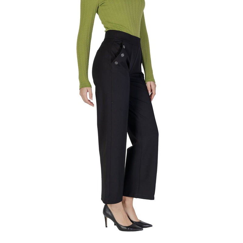 Pantalon Palazzo Noir en Viscose pour Femmes Street One